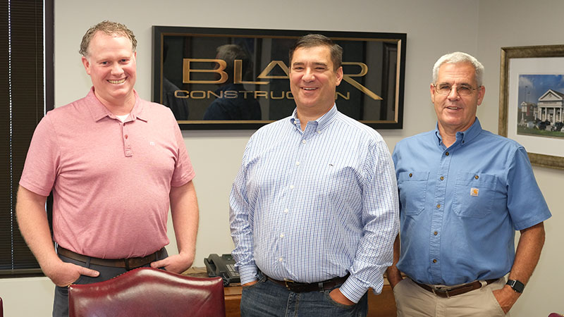 Blair Construction leadership team members: Brian Nichols, Tim Clark, and Ken BeCraft.